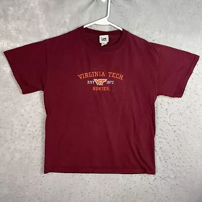 Vintage 90s Lee Sport Virginia Tech Hokies T Shirt Adult Medium Maroon Red Mens • $14.99