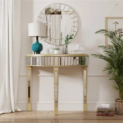 Mirrored Modern Style Home Furniture Half Moon Console Table Living Room Hallway • £169.93