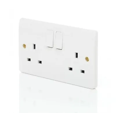 MK Screwless 13A 2G DP Switched Socket Outlet White - BS Standard Compliant • £7.99