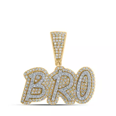 10kt Yellow Gold Mens Round Diamond BRO Charm Pendant 5/8 Cttw • $737.98