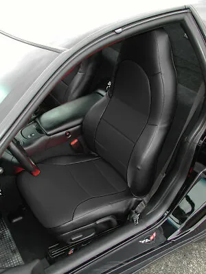 Chevy Corvette C5 1997-2005 Black Leather-like Custom Seat Covers • $179