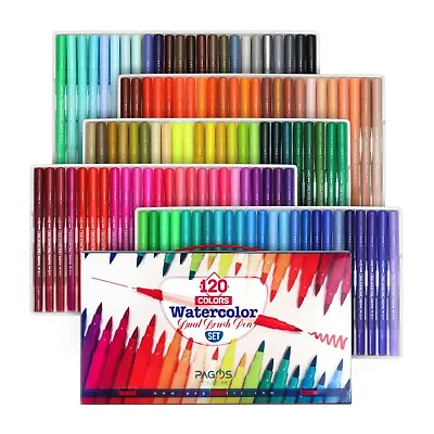 $36.77 • Buy Pagos 120 Colors Dual Brush Pen Set Watercolor Art Markers For Adult Coloring  