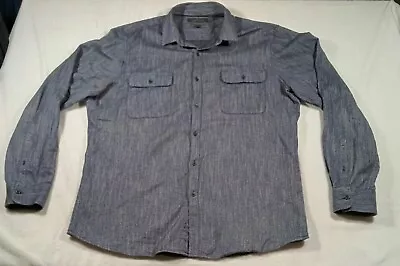 Marc Anthony Shirt Men's XL Luxury Slim Fit Long Sleeve Shirt Denim Blue • $12.99