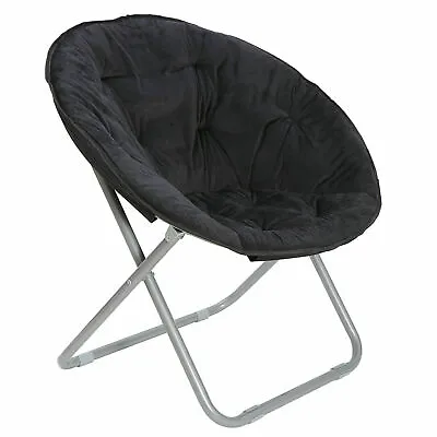 Folding Moon Chair Seat Stool Saucer Soft Sofa Chair Black Home Living Room Cozy • $38.58