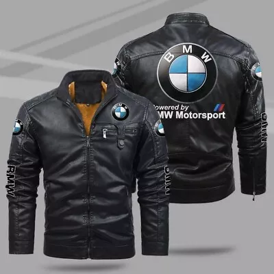 BMW Motorcycle Biker Leather Jacket Racing Motorbike Cowhide Leather Jackets • $169
