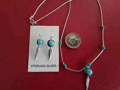 Authentic Turquoise & Silver Feather Jewellery - Earrings Or Matching Necklace  • £29.50