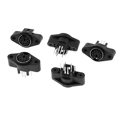 5 X PCB Mounting Mini DIN 6pin S-video Connector Adapter Black • £4.41