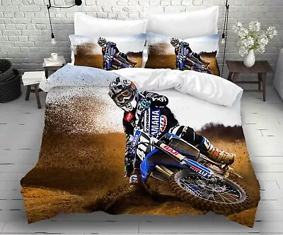 3D Motorcycle Race Desert Sport Quilt Cover Set Bedding Sets Pillowcases Queen 0 • $39.99