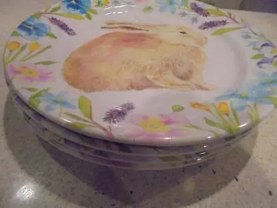 4 Cottontail Lane Easter Bunny Spring Rabbit 9  Melamine Plates Mint Condition • $14.99