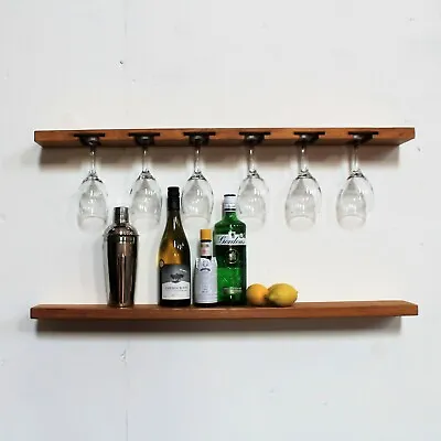 Floating Shelf For Home Bar Bottle Wine Glass Storage Glassware Wine  Rack • £38