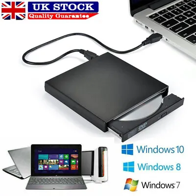 £12.12 • Buy DVD CD RW USB External CD RW Disc Burner Drive Reader Windows 8 10 11 Laptop PC