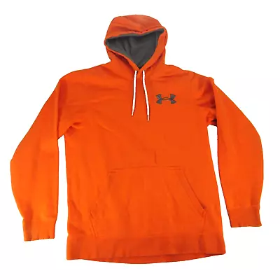 Under Armour Hoodie Sweatshirt Mens L Storm Loose Fit Orange Gray Logo Pullover • $21.99