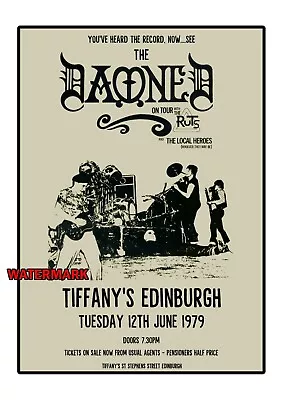 The Damned Gig Poster Print - A3 - Tiffany's Edinburgh 1979 - Punk Rock. • £8.50