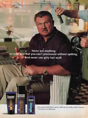 Consort Styling Gel Ad Mike Ditka Y2K 2000S Vtg Print Ad 8X11 Wall Poster Art • $7.49