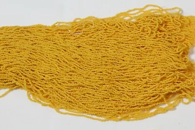 Antique Vintage Italian Micro Seed Beads-18/0 Greasy Golden Curry Yellow Hanks • $6.25