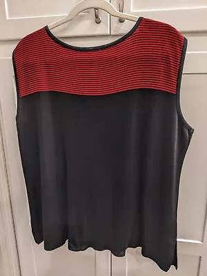 Exclusively Misook Women Size 3X Red Black Sleeveless Tank Shirt Top  • $29.99