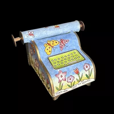 Empress Arts Miniature Enamel US MAIL TYPEWRITER Hinged Trinket Box Butterfly • $22.45