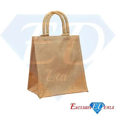 Small Jute Shopping Bag Hessian Eco-Reusable Gift Tote Lunch Handbag • £3.99