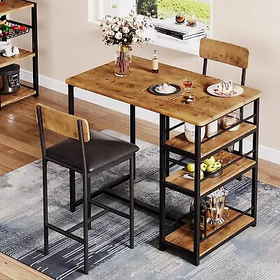 Set Of 2 Kitchen Breakfast Dining Table And Cozy Chairs Set With 3-Tier Shelves • $59.39