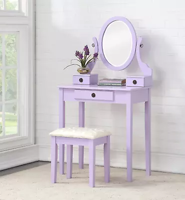 Moniya Purple Wood Makeup Vanity Table And Stool Set • $129.99