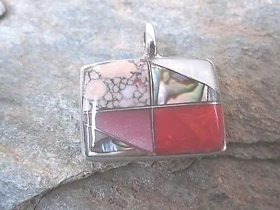 Pendant Handmade Stone Inlaid Made In Mexico By Artesanas Campesinas NEW P2007 • $10.95