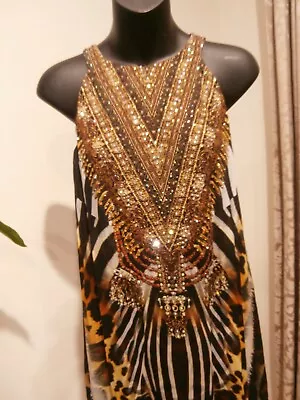 Czarina Hi Low Dress Tigress Print Size M Rrp $349 Now $190 • $190