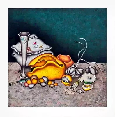 NOCTURNE IN GRAY & GOLD (White Paper) 80 Color Serigraph S/N - Mihail Chemiakin  • $1750