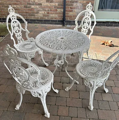 £199.99 • Buy Cast Aluminium Bistro Set White ,table & 4 Chairs