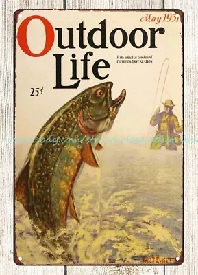 Pop Shop Decorating Ideas 1931 Outdoor Life Trout Fishing Metal Tin Sign • $18.96