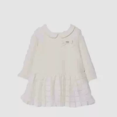 $100 Mayoral Kids Girl's White Long Sleeve Knit Bodice Embroidered Dress Size 6M • $27.98
