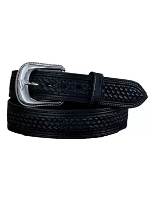 Vogt Silversmiths Western Belt Mens Basket Weave 46 Black 041-051 • $102