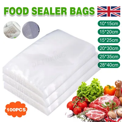 100/200X Vacuum Sealer Bags Food Saver Vac Seal Storage Bag Pack Textured Fresh • £8.99