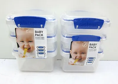 6 New Sistema KLIP IT Rectangular Food Storage Container 6.7 Oz & 13.5 Baby Pack • $16.99