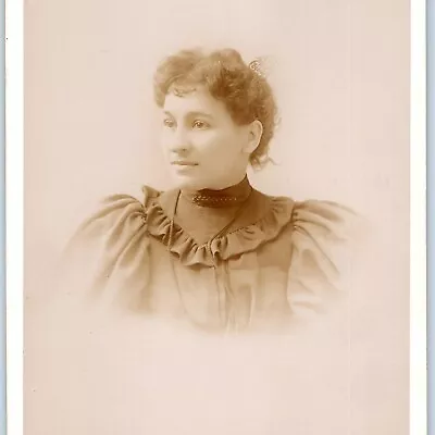 C1880s Manchester NH Lovely Woman Big Dress Puff Sleeve Cabinet Card Photo B18 • $6.25