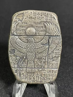 3 Oz .999 Fine Silver Bar Egyptian Horus Falcon Relic Poured Bar Monarch Metals • $104.50