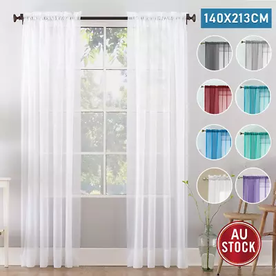 Voile Curtains Rod Pocket Window Sheer Net Voile Curtain Lucy Panel Bedroom OZ • $9.58