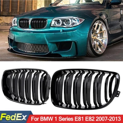 $33.49 • Buy Front Bumper Kidney Grille Dual Slats Fit BMW E81 E82 135i 2007-2013 Gloss Black