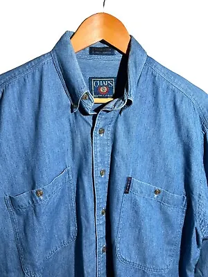 $21.99 • Buy Vintage 90’s Chaps Ralph Lauren Chambray Denim Button Down Shirt Men's Medium