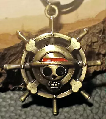 Anime One Piece Necklace - Helm Pirate Luffy Skull Pendant ~ US Seller • $7.95