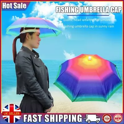 Fishing Umbrella Hat Foldable Outdoor Sun Shade Waterproof Cap (Multi) • £5.69