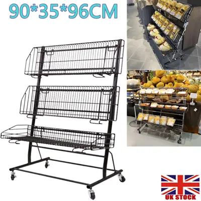 96*35*90CM Shop Retail Wire Mesh Shelf Product Display Promotional Rack Movable • £105