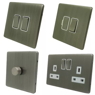 Screwless - Brushed Chrome Satin Steel Plug Sockets Light Switches CHEAP! • £59.99