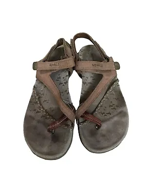 Merrell Sandals Size 9 Siena Toe Loop Adjustable Strap Light Brown Outdoors • $26.78