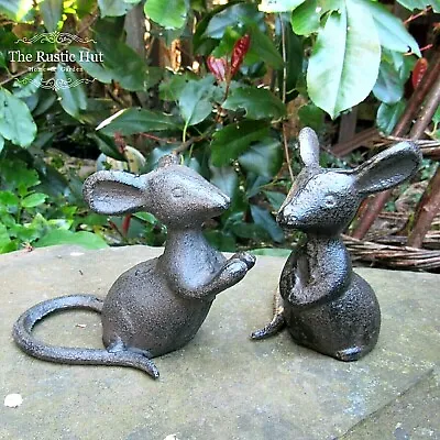 £10.95 • Buy Pair Of Cast Iron Mice, Mouse Garden Ornaments