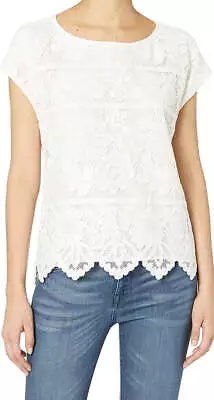 Vince Camuto Womens Lace Stripe Blouse Color Pearl Ivory Size Large • $46.55