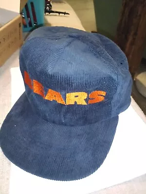 Vintage 1980s Starline Inc NFL Bears Hat Blue Corduroys • $7.99