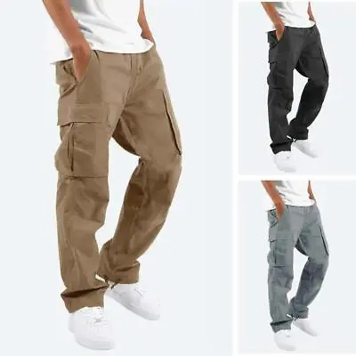 Mens Cargo Chino Pants Jogger Jeans Cargo Pants Sweatpants Stretch Pants NEW • $15.19