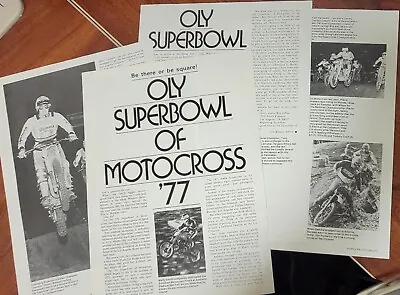 1977 Oly Superbowl Of Motocross Race 4 Page Print Article Marty Smith Pomeroy • $7.99