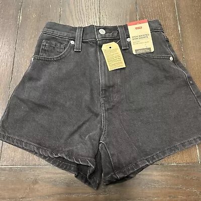 NWT Levis Shorts Womens Size 23 High Waisted Mom Black Wash 3  Inseam • $24.99