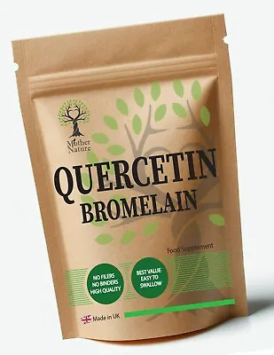 Quercetin Bromelain 500mg Vegan Capsules 98% Genuine Extract Strong Supplement  • £14.98